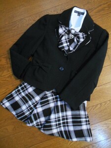 PERSON'S FLIPWEAR・パーソンズ☆キッズ110cm☆キュートなおりぼんxチェック♪セレモニースーツ 良品 卒業式/入学式♪