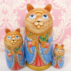 ロシアの マトリョーシカ 猫の皇帝 ブルー