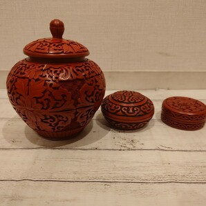 sr1234 172 中国美術 茶道具 茶壺 茶入 煎茶道具 中国 堆朱 美術品 現状品 中古の画像1
