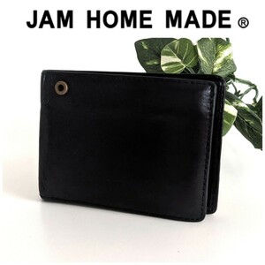 良品 ジャム ホームメイド JAM HOME MADE 希少☆ 本革 レザー 二つ折り 財布 ヴィンテージ ウォレット ブラック 黒 レディース メンズ