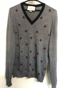 gucci Gucci bee bee Be Mitsuba chi knitted so- thin sweater beautiful goods men's 