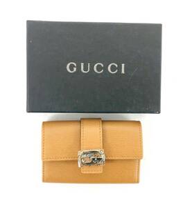 T02/029 未使用品 GUCCI グッチ 6連キーケース シルバー金具 キャメル