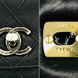 069 CHANEL シャネル ビコローレ ターンロック チェーンバッグ ポシェット ポーチ クロスボディ ブラックの画像7