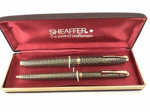 T01/100 SHEAFFER シェーファー 筆記用具セット 2点 万年筆 ボールペン14K 585 シルバー/ゴールド