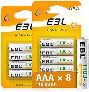 EBL 単4充電池 充電式 ニッケル水素充電池 8本入り 高容量充電池 1100mAhで長持ち 約1200回使用可能 単四充電