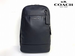 極美品★送料無料★ コーチ メンズ COACH グラハム スムース レザー スリング パック ボディバッグ ブラック