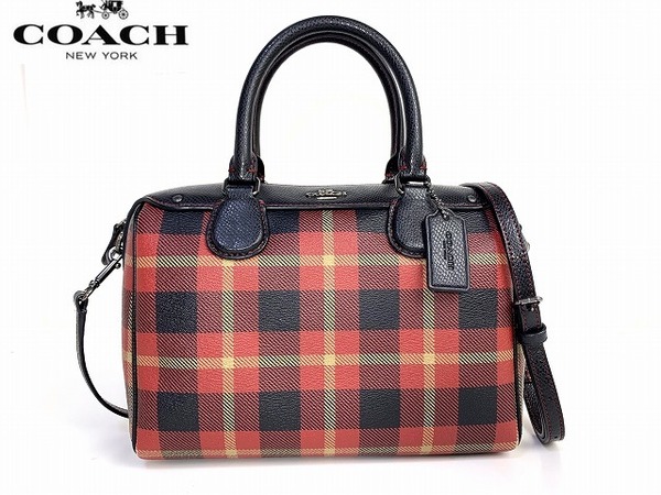 極美品★送料無料★ コーチ COACH チェック サッチェル 2Way ショルダーバッグ ハンドバッグ ミニボストン