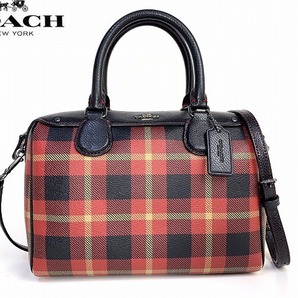 極美品★送料無料★ コーチ COACH チェック サッチェル 2Way ショルダーバッグ ハンドバッグ ミニボストン