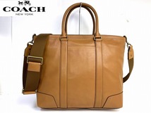 美品★送料無料★ コーチ メンズ COACH ペブルド レザー ブリーカー レガシー 2Way ショルダーバッグ トートバッグ ビジネストート_画像2