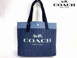 美品★送料無料★ コーチ COACH ホース アンド キャリッジ デニム トートバッグ 肩掛け可能