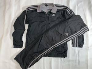 adidas/アディダス/メンズL/セットアップ/上下セット/ナイロン/ウインドブレーカー/黒ブラック/スポーツウェア/練習着/ 