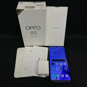 BAd008R 60 箱付き SIMフリー 6.5インチ OPPO A5 2020 CPH1943 ブルー 楽天モバイル 説明書付 Android スマートフォン