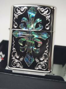 Zippo ARMOR クロス アラベスクシェルインレイ彫刻 Shell シルバー両面 162KB-CRSP アーマー