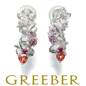 luck ... earrings sapphire pink tourmaline ruby diamond matted K14WG BLJ large price decline goods 