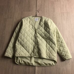 100円スタート○ ZARA ザラ　キルティング　ノーカラー ジャケット　