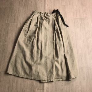 100円スタート☆ samansa mos2 × gerry 厚地　ベルト　スカート リネンブレンド　フリーサイズ