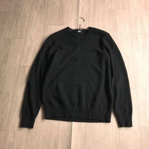 100円スタート☆ UNIQLO ユニクロ　メンズサイズ　カシミヤ100 ニット　セーター　黒