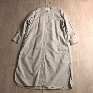 100円スタート□ 無印良品　MUJI バンドカラー　ワンピース　横幅ゆったり　体型カバー