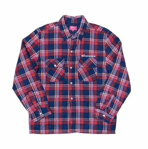 SUPREME x INDEPENDENT 赤 チェック ネルシャツ ジャケット Lサイズ 裏キルティング シュプリーム インディペンデント