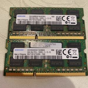 SAMSUNG DDR3L 1600 2Rx8 PC3L 12800S 8GBX2枚セット(16GB)⑩