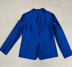 (I11600) アルチザン/ARTISAN 日本製　シルク混素材　薄手　ジャケット　フォーマル　羽織　ブルー　サイズ9