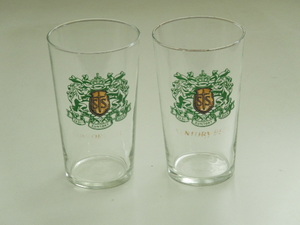  Showa Retro old : direction lion with logo Suntory beer glass 2 piece 