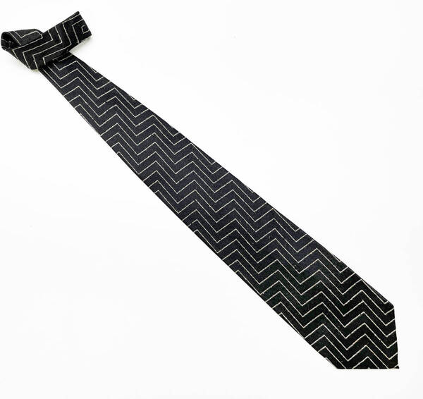 【VAULLOGGI】 ネクタイ 黒 ★中古品 メンズネクタイ、ブラック、ビンテージ、ミラショーン、ストライプ、ビジネス