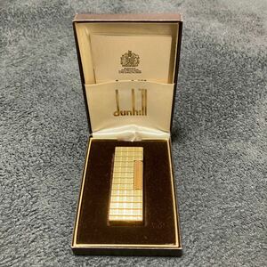 [ редкий ]dunhill Dunhill ролик тип газовая зажигалка Gold цвет коллекция курение . работоспособность не проверялась утиль 