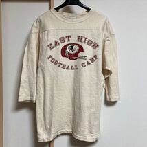 WAREHOUSE ウエアハウス EAST HIGH FOOTBALL CAMPフットボール 7分袖Tシャツ 生成り Mサイズ_画像1