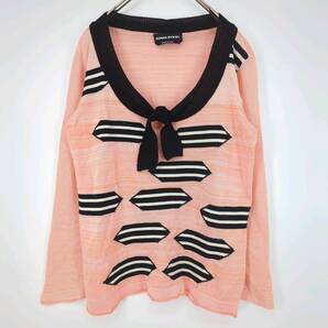 38 SONIA RYKIEL ソニアリキエル 薄手ニット サーモンピンク 柄物 長袖 リユース ultralto sw0694