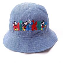 帽子 ミッキーマウス 刺繍 ワッペン 美品 ライトブルー リユース ultramto ts1834_画像1