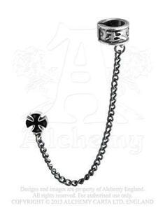 Alchemy Gothic: Iron Cross RIP Earring