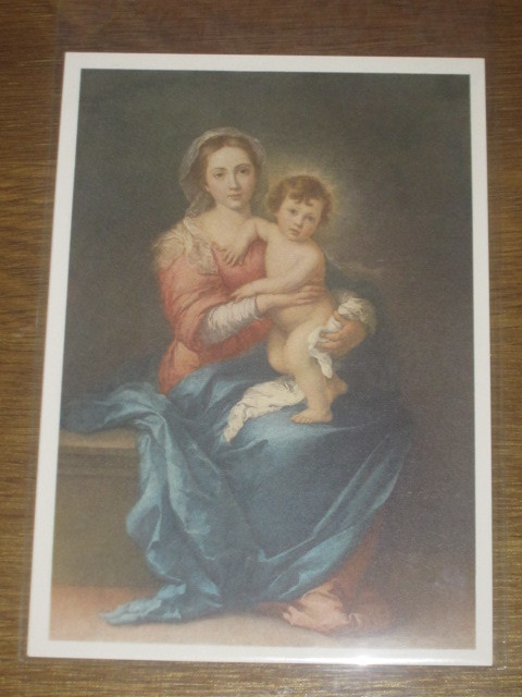 明信片★穆里略圣母子★基督教绘画圣母玛利亚2, 古董, 收藏, 印刷材料, 其他的