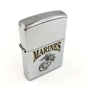 2.20MK-E1195★ZIPPO★MARINES ジッポ ジッポー 2002年製 マリーン シルバー オイルライター lighter 喫煙具 DA0/DB0