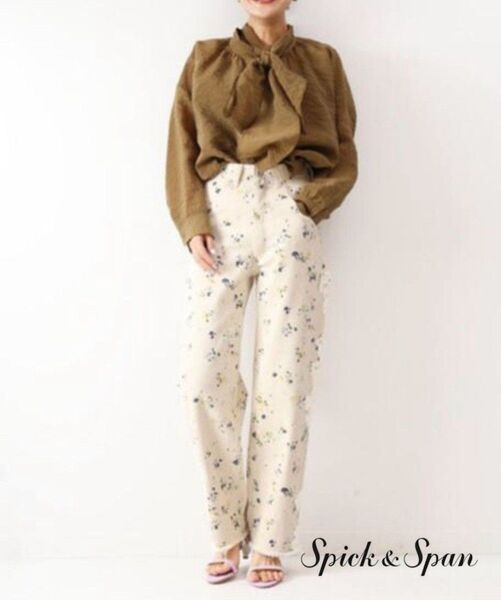 【送料無料レディース】Spick & Span 5 1/2 ペインターパンツ ワイドパンツ 白デニム