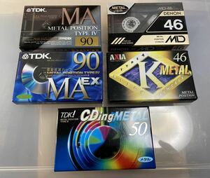 メタル カセットテープ TDK MA 90 1本 MA-EX 90 1本 CD ingMETAL 50 1本 AXIA KMETAL 46 1本 DENON MD46 1本 計5本 新品未開封品