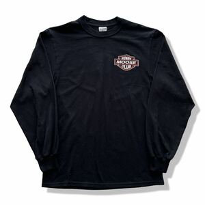 【90s】Riders Moose Club 長袖 バイカーTシャツ ブラック M プリントロゴ ハーレーダビッドソン ロンT 90年代 ヴィンテージTシャツ 古着