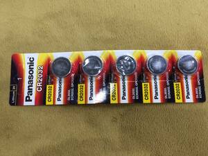 5) Panasonic lithium battery Lithium BATTERIES 3V CR2032 coin shape 5 piece new goods unopened 