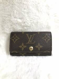 ★[240215-3U]【現状品】≪①ルイヴィトン/キーケース≫LOUIS VUITTON/LV/レザー/キーフック×6/スナップボタン/モノグラム/ミュルティクレ