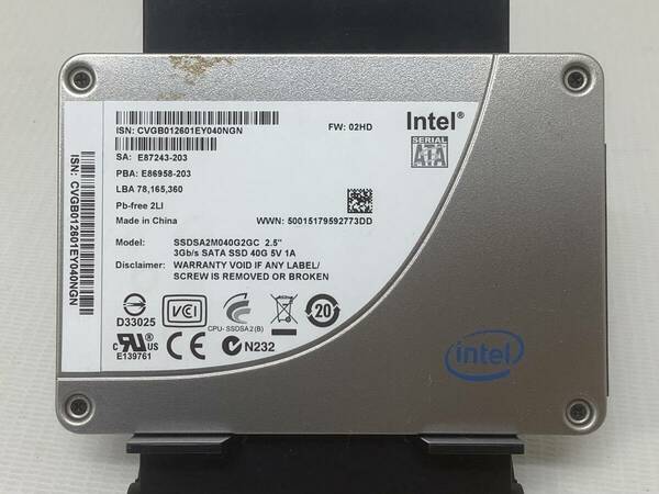 Intel SSD X25-V 40GB MLC SSDSA2M040G2GC　動作品 2