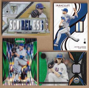 【デグロム】メモラ＆シリアル ４枚セット / ９枚限定 2021 Topps Triple Threads / ５枚限定 2019 Panini Prizm 他【JACOB DEGROM】