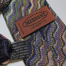 N313 美品!! MISSONI ミッソーニ イタリア製 総柄 織柄 ジャガード ブランドネクタイ ネクタイ シルク 100％ 絹 艶感 マルチカラー!!_画像4