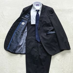 9474 LANVIN en Bleu ランバンオンブルー 美品 艶感 ストライプ テーラード ジャケット セットアップ スーツ グレー 灰 50 ＝ L〜XL相当!!