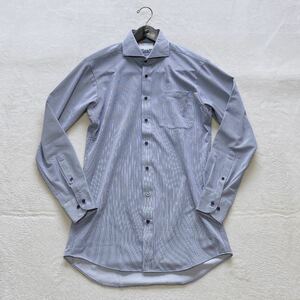 9566 美品!! ORIHICA オリヒカ SUPER NON-IRON カッタウェイ 長袖 シャツ メンズ ブルー 青 M!!