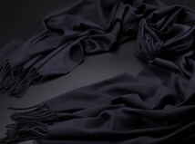 WINTER PASHMINAS◆KW-C128 極上 カシミア【ブラック/無地】大判 ストール/マフラー Cashmere Scarf/ Stall_画像2