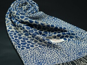 WINTER PASHMINAS◆KV-3241 極上 パシュミナ【ブルー系/レオパード】大判 ストール/マフラー Scarf/ Stall