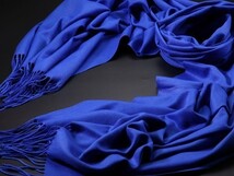 WINTER PASHMINAS◆KW-C124 極上 カシミア【ロイヤルブルー/無地】大判 ストール/マフラー Cashmere Scarf/ Stall_画像2