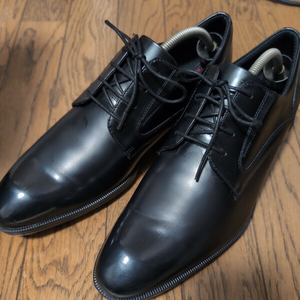 大人気　アシックス　テクシーリュクス　ビジネスシューズ プレーントゥ 黒 ブラック ドレスシューズ 紳士靴 革靴　tu7001　26.5cm　2E