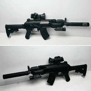 東京マルイ AK47 HC EP 93726M 電動ガン プロサイト ドットサイト LEDライト サイレンサー付 AK M4ストック カスタム品 