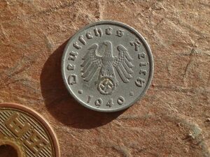 ドイツ（第三帝国）　5Pfennig　亜鉛　1940年A　KM#100　(19.1mm, 2.4g)